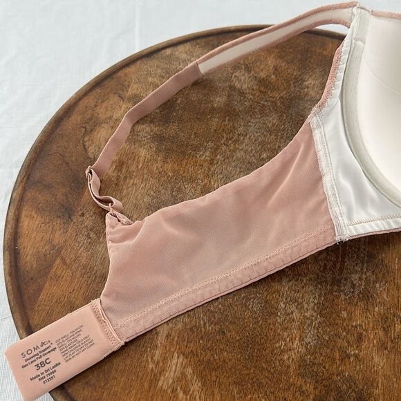 Soma Bra Wm 38C Stunning Support Geo Lace Full Coverage Tan Neutral Nude - Picture 5 of 8